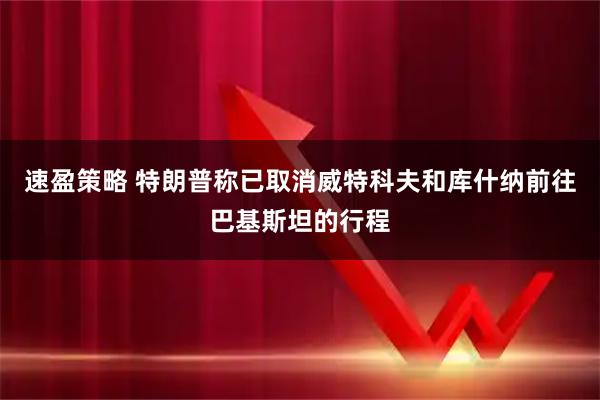 速盈策略 特朗普称已取消威特科夫和库什纳前往巴基斯坦的行程