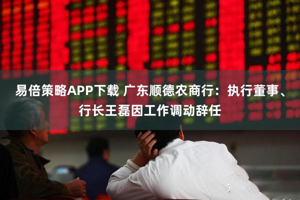 易倍策略APP下载 广东顺德农商行:执行董事、行长王磊因工作调动辞任